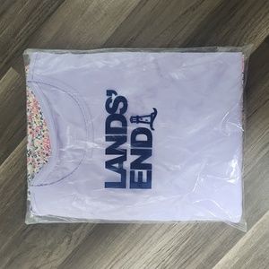 NWT Lands' End T Shirt Pajamas.   Floral print bottom with purple top. Size M.